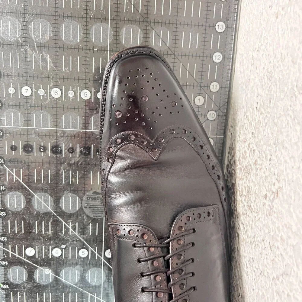 Allen Edmonds Tresana Men Size 9.5EEE Black Leather Wingtip Derby Dress Shoes